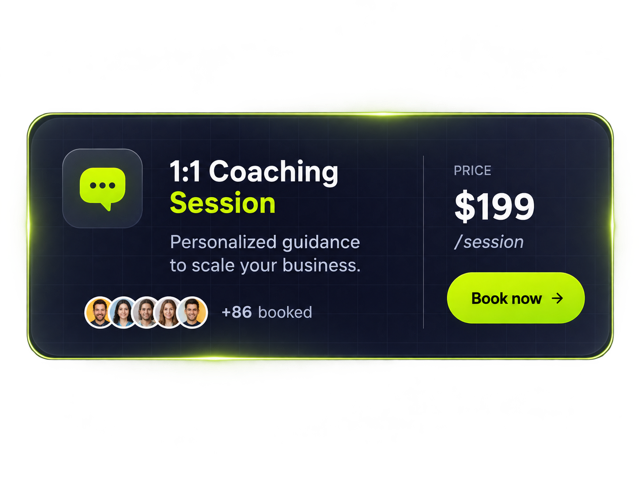 1:1 Coaching Session — $199/session